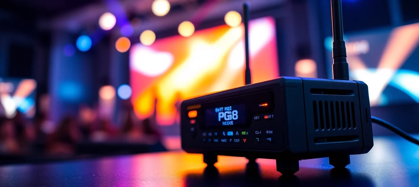 High-quality PG88 wireless microphone receiver displaying signal indicators, ideal for professional audio setups and live performances.