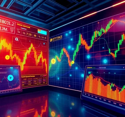 Cryptocurrency Trading News updates featuring trading screens and digital charts for informed