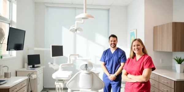 Friendly dental team at Ventura Bright Dental providing a consultation in a modern, welcoming