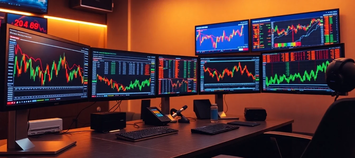 Online Trading UK platform on a sleek computer screen with stock charts and trading tools