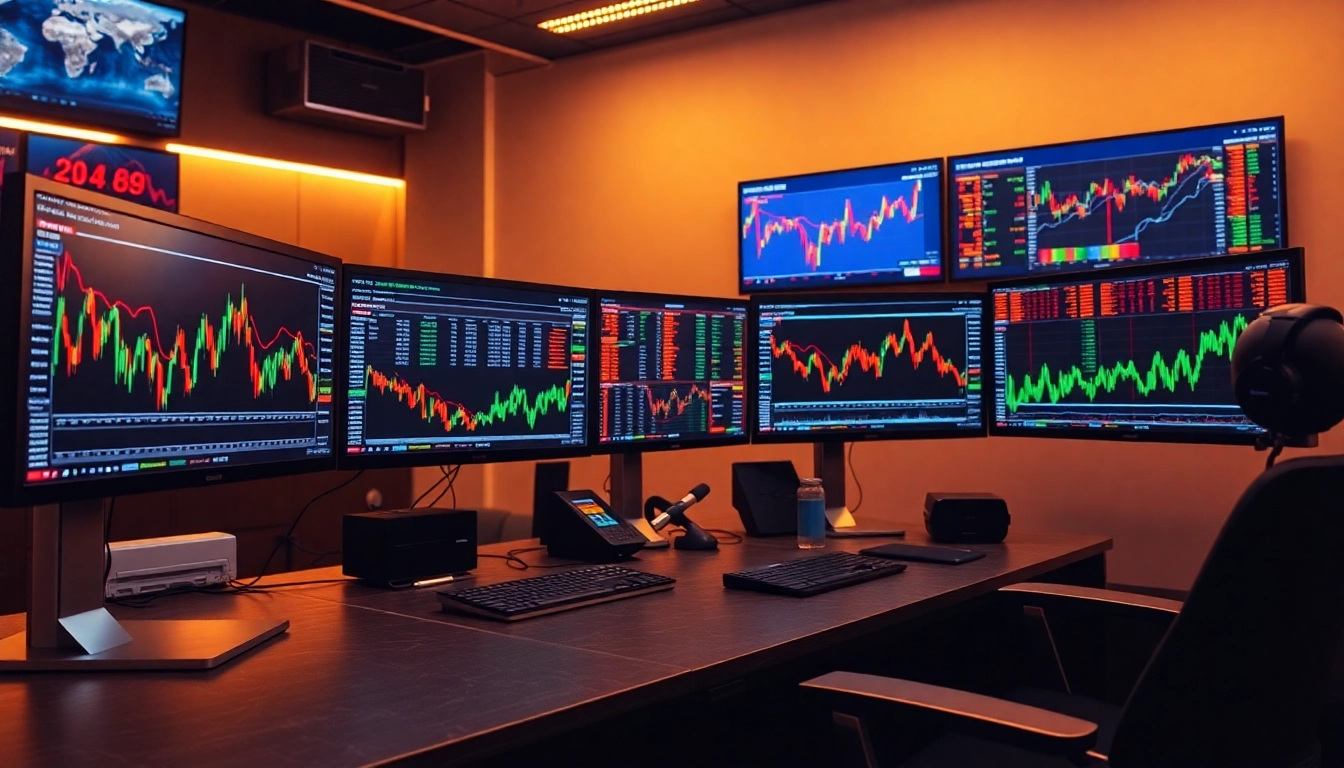 Online Trading UK platform on a sleek computer screen with stock charts and trading tools