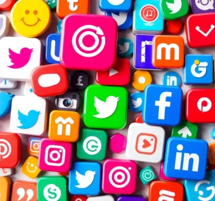 Latest Social Network Updates Visual representation of social media icons with dynamic activity