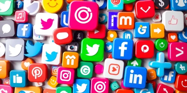 Latest Social Network Updates Visual representation of social media icons with dynamic activity