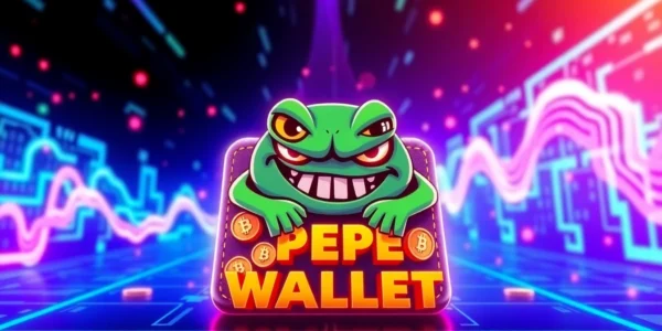 Secure and user-friendly Angry Pepe Wallet with vibrant blockchain elements and meme coin