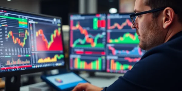 Trading view platform displaying real-time market charts for traders and investors analysis