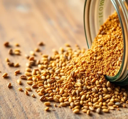 High-quality cumin powder is showcased in a traditional spice jar with cumin seeds scattered